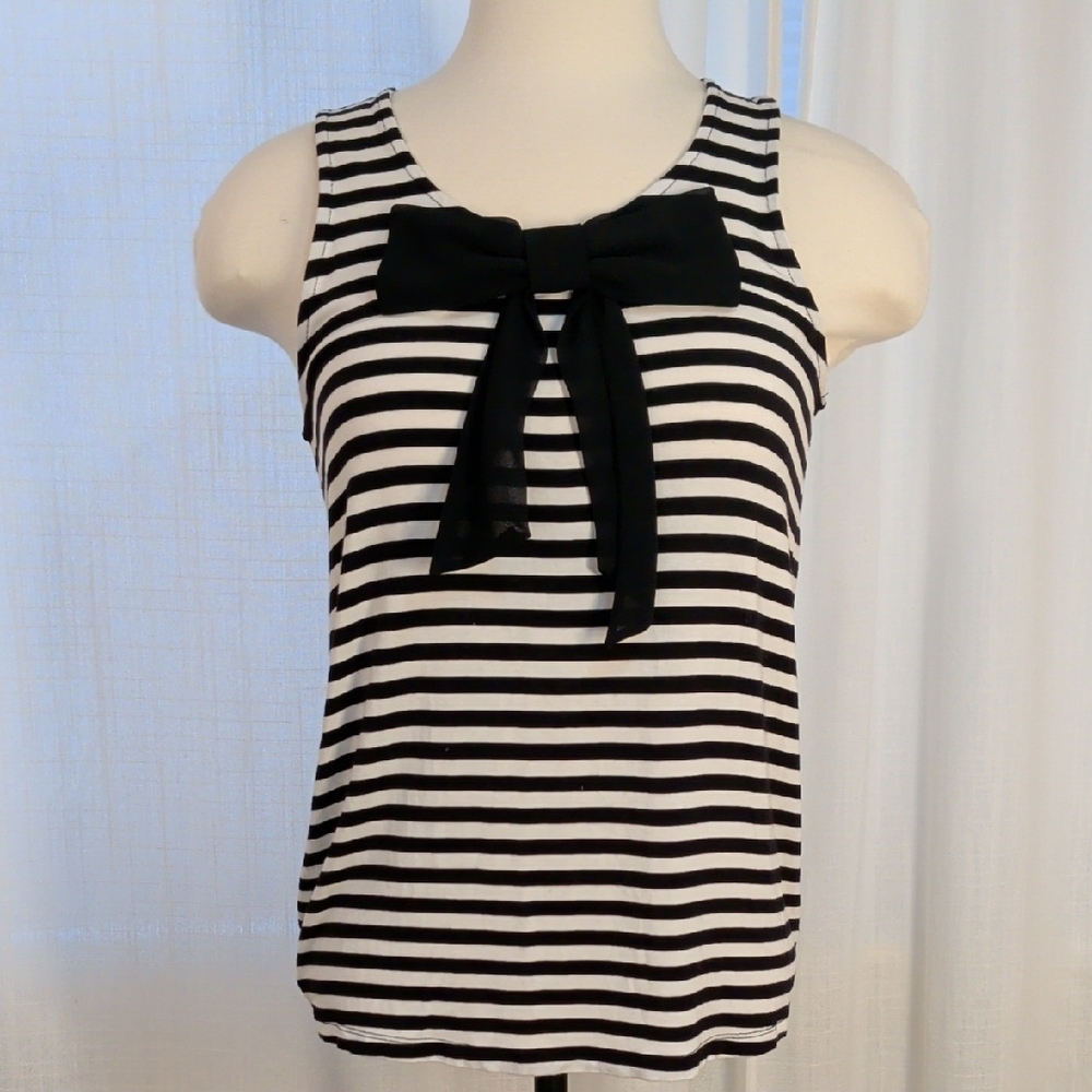 Elle Tank B & W Stripes with Bow